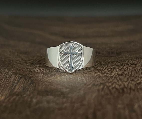 Medieval Cross Shield Ring, Oxidized 925 Sterling Silver - Etsy Israel