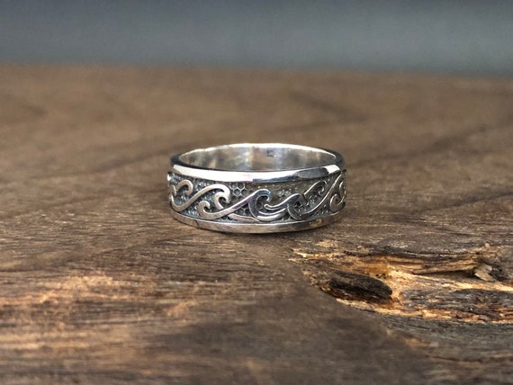 Anillo Waves Anillo Wave de plata Anillo Wave oxidado Plata de ley 925 Etsy Mexico