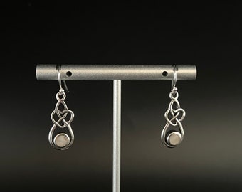 Orecchini A Nodo Celtico Con Pietra Di Luna, Argento Sterling 925, Gioielli Irlandesi Per Donna, Con Panno E Custodia