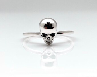 Sterling Silver Skull Ring - Gothic Biker Jewelry