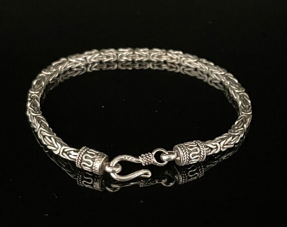 Handmade Byzantine Sterling Silver Bracelet - Oxidized Bali Design