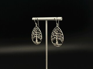 Orecchini Albero Della Vita Celtici In Argento 925 Con Granato Simulato - AOBOCO, Regalo Per Donna