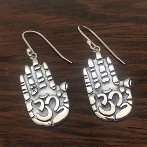Hamsa Earrings - Hand of God -- 925 Sterling Silver