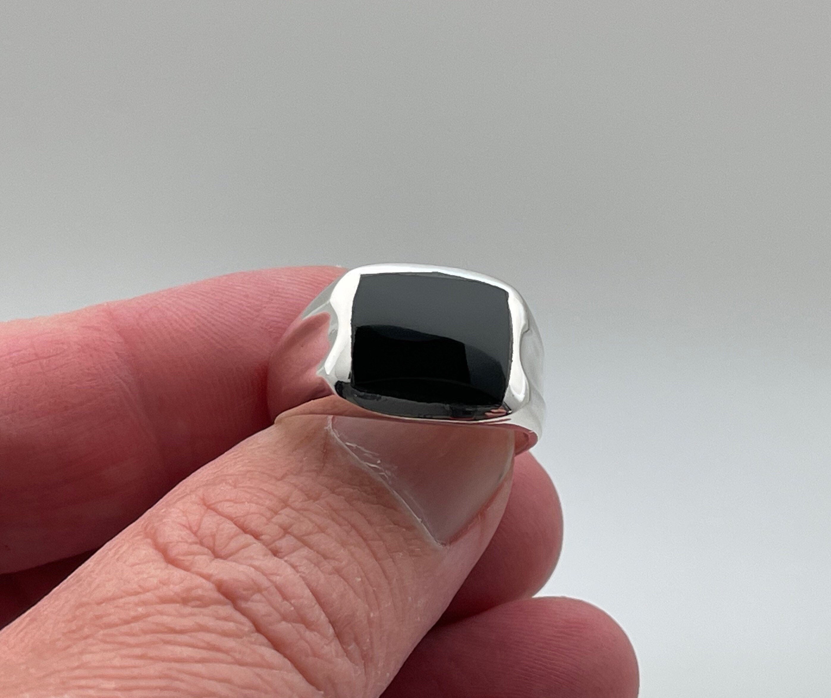 Men's Black Onyx Silver Ring // Onyx Ring // Black Onyx Etsy