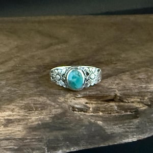 Western Sunflower Ring with Turquoise // 925 Sterling Silver // Sizes 5 to 10 // Handmade