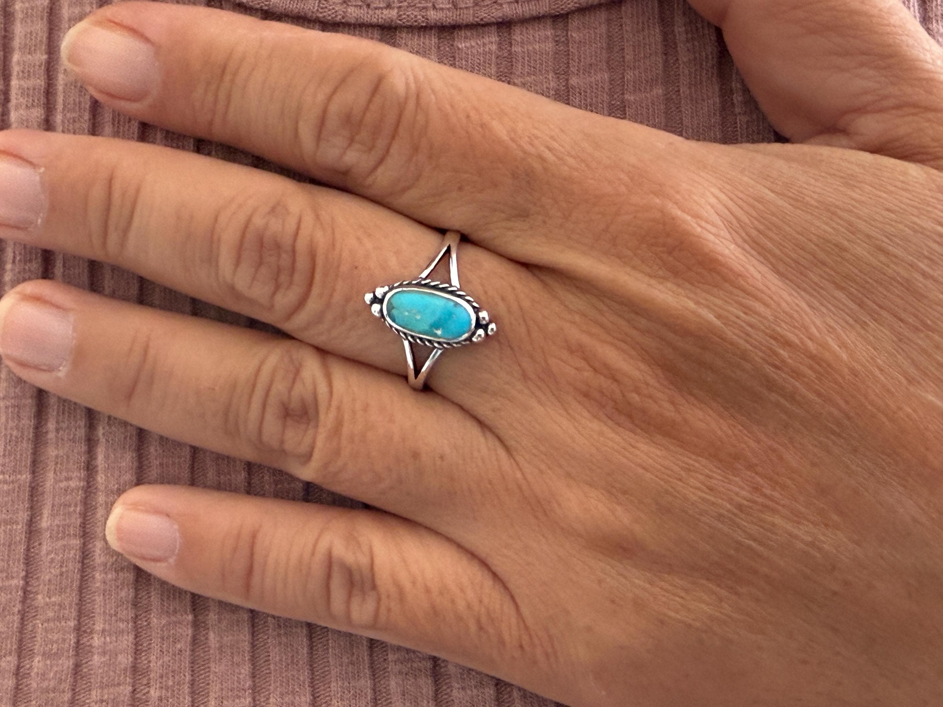 Vintage Southwest Turquoise Ring // 925 Sterling Silver // Oxidized ...