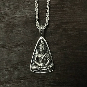 Meditating Buddha Pendant - Buddha Charm - 925 Sterling Silver - Hand Cast -- Spiritual Jewellery