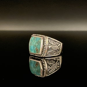 Men’s Turquoise Thunderbird Ring // 925 Sterling Silver // Sizes 7 to 12 Available