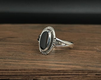 Southwestern Black Onyx Ring // Black Onyx Silver Ring // 925 Sterling Silver