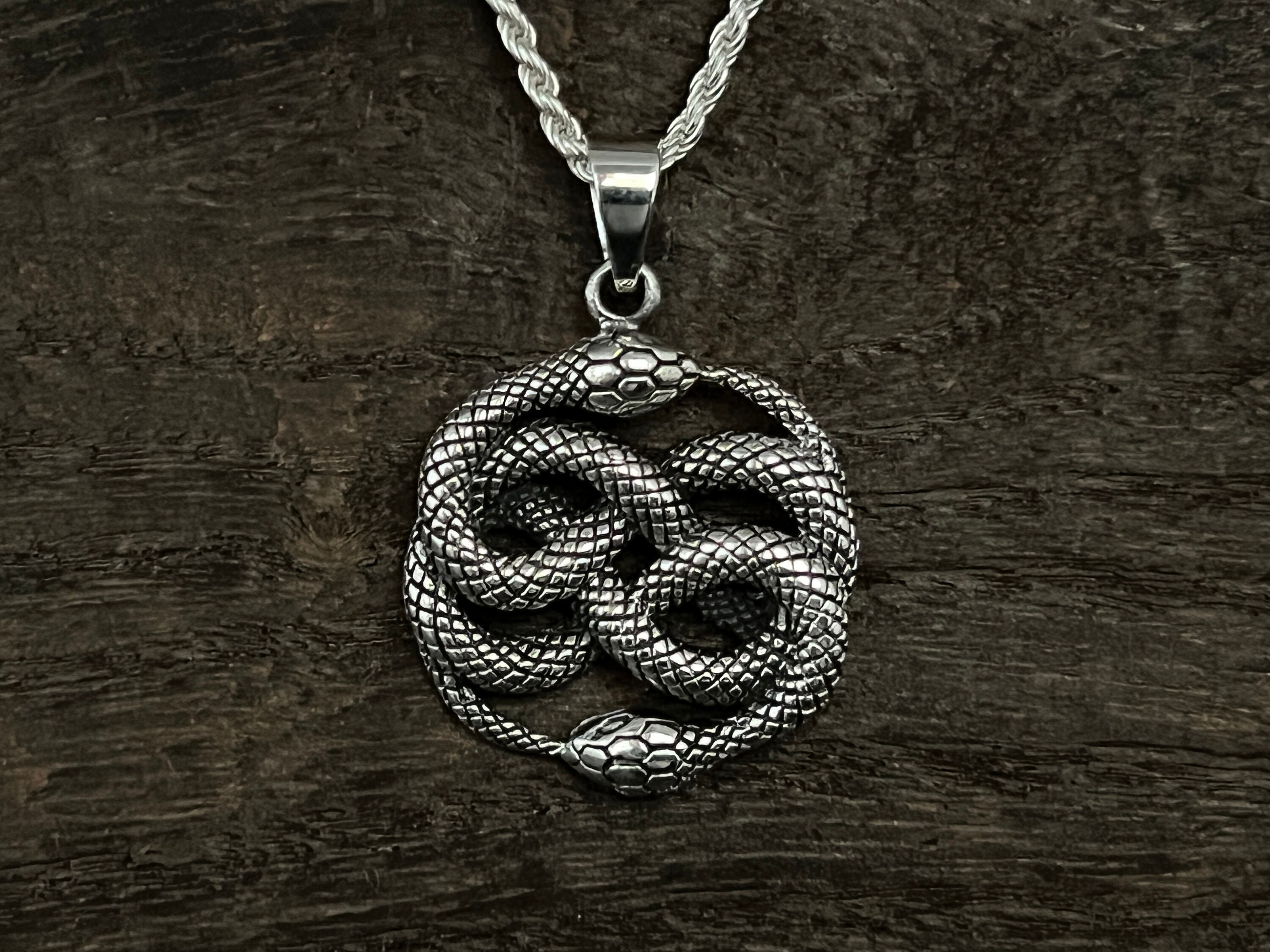 Sterling Silver Celtic Ouroboros Snake & Lion Pendant | .925 Silver Jewelry With Velvet Pouch