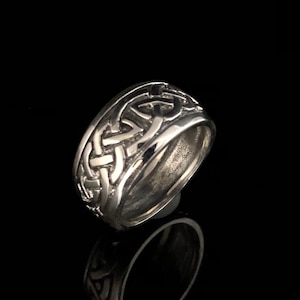 Men's Celtic Ring - Celtic Band Ring - Silver Celtic Ring -- 925 Sterling Silver