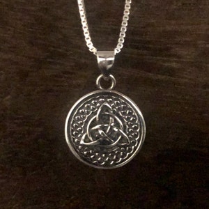 Celtic Triquetra Pendant Necklace - 925 Sterling Silver -- Ships with Silver Box Chain