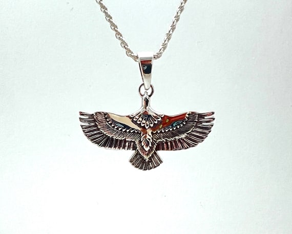 アクセサリー SterlingSilver\"Eagle \"TOP NativeNecklace Sterling Silver Soaring Eagle Pendant -native American
