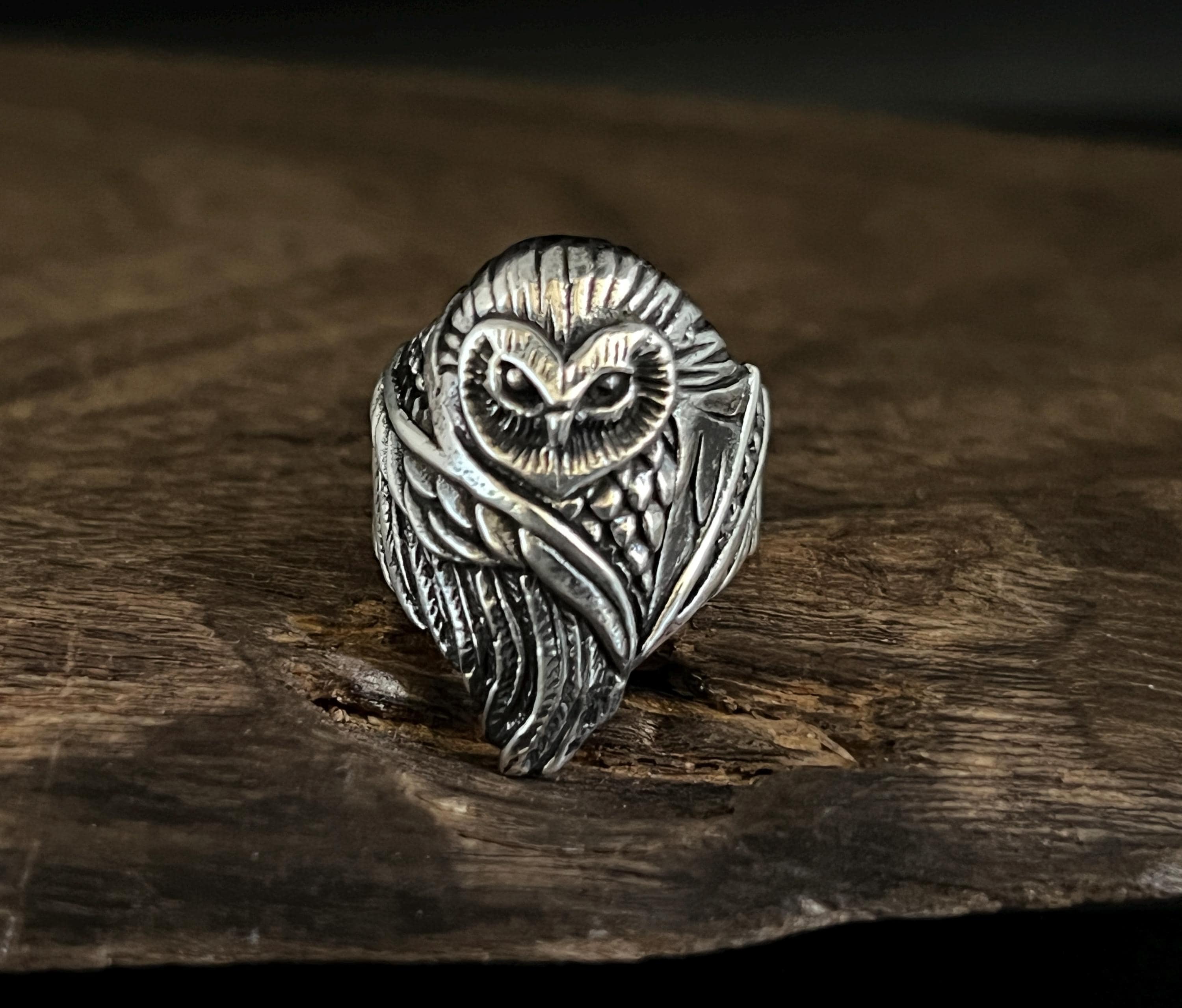 Veiled Owl Silver Ring // 925 Sterling Silver // Handmade // Size 7, 8, 9, 10
