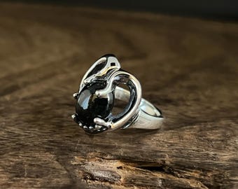 Anello con rubino stellato Forest Realm - Argento Sterling 925 - Fatto a mano - Misure 8
