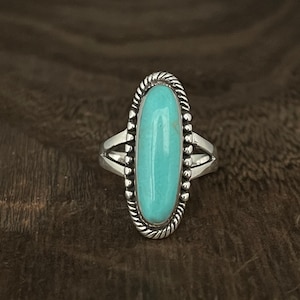Turquoise Silver Ring Size 7, 8, 9, 10 // 925 Sterling Silver // Southwest Design