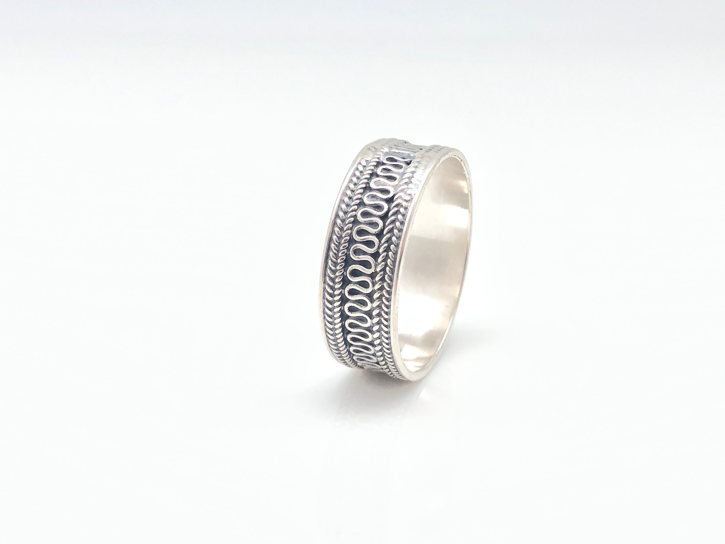 Bali Design Silver Ring - Sterling Silver Ring - Oxidized Bali Design Silver Ring - Sterling Silver Ring - Oxidized