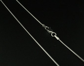 Cadena de serpiente de plata de ley: acabado en rodio, resistente al deslustre, 1,1 mm