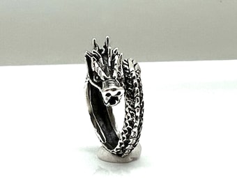 Oxidized Sterling Silver Dragon Ring: Nickel-Free 925 Silver