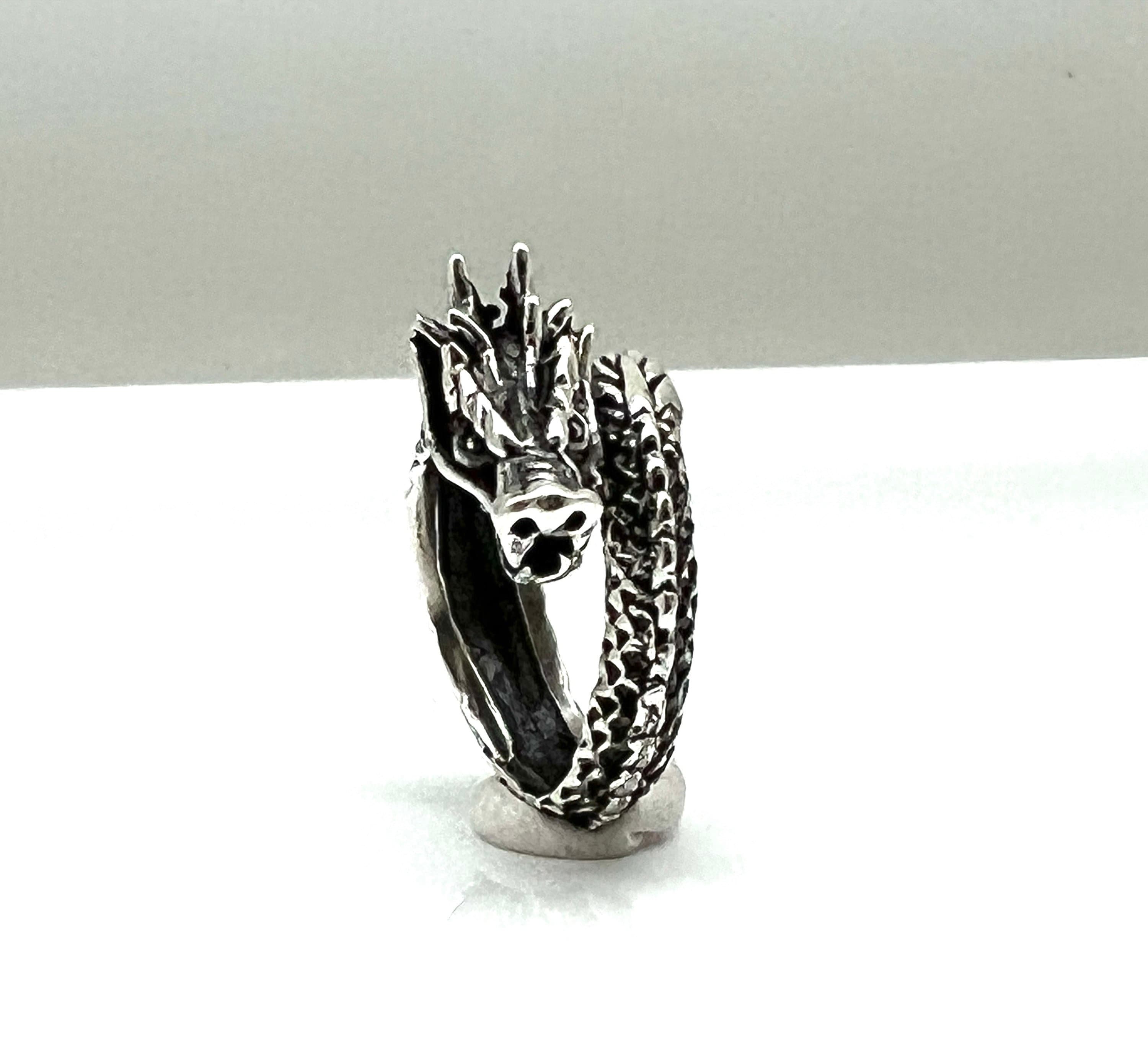 Oxidized Silver Dragon Ring // 925 Sterling Silver