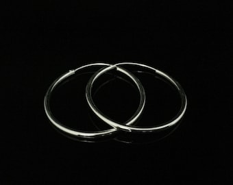 Medium Size Endless Hoop Earrings // 925 Sterling Silver // 2mm Gage // 35mm Diameter // Endless Hoops