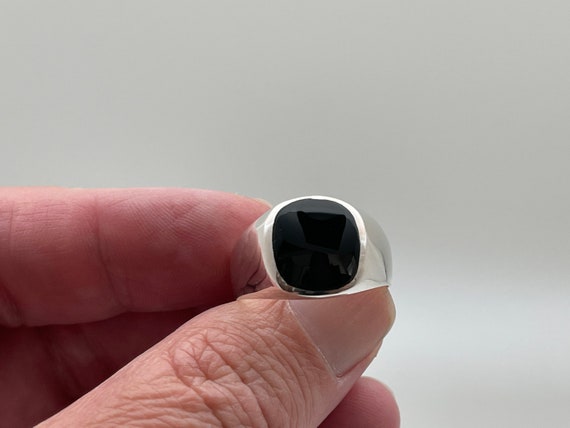 ブラックオニキスシルバーリング サイズ7～13 // オニキスリング