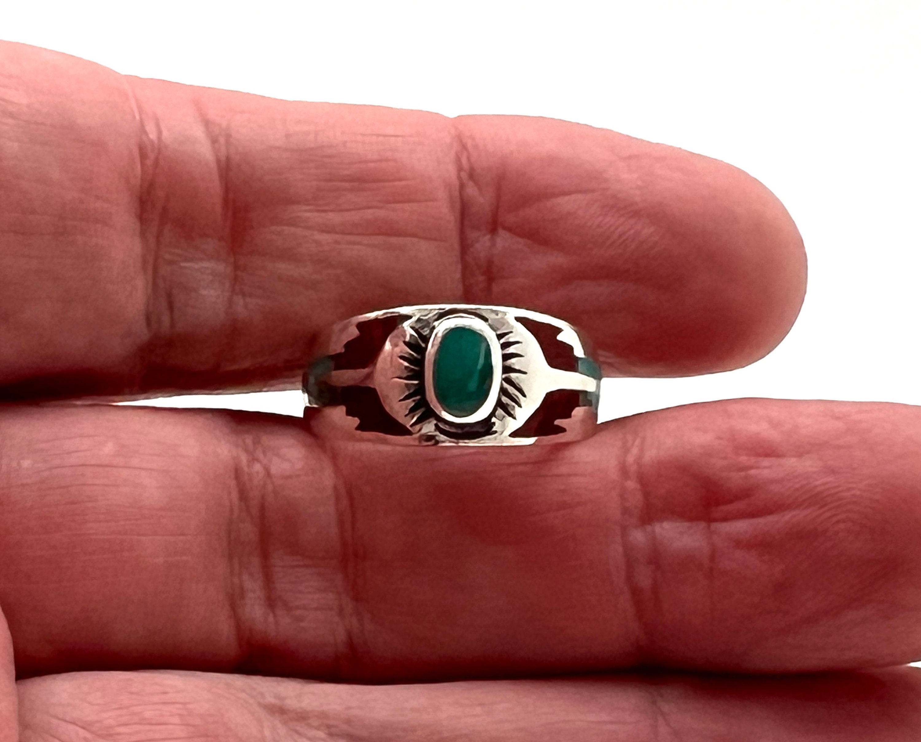 Sterling Silver Turquoise Coral Inlay Western Ring – Oxidized Southwest ...