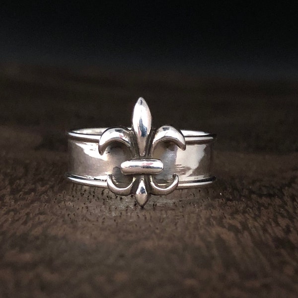 Bague fleur de lys en argent // Argent sterling 925 // Bague fleur de lys