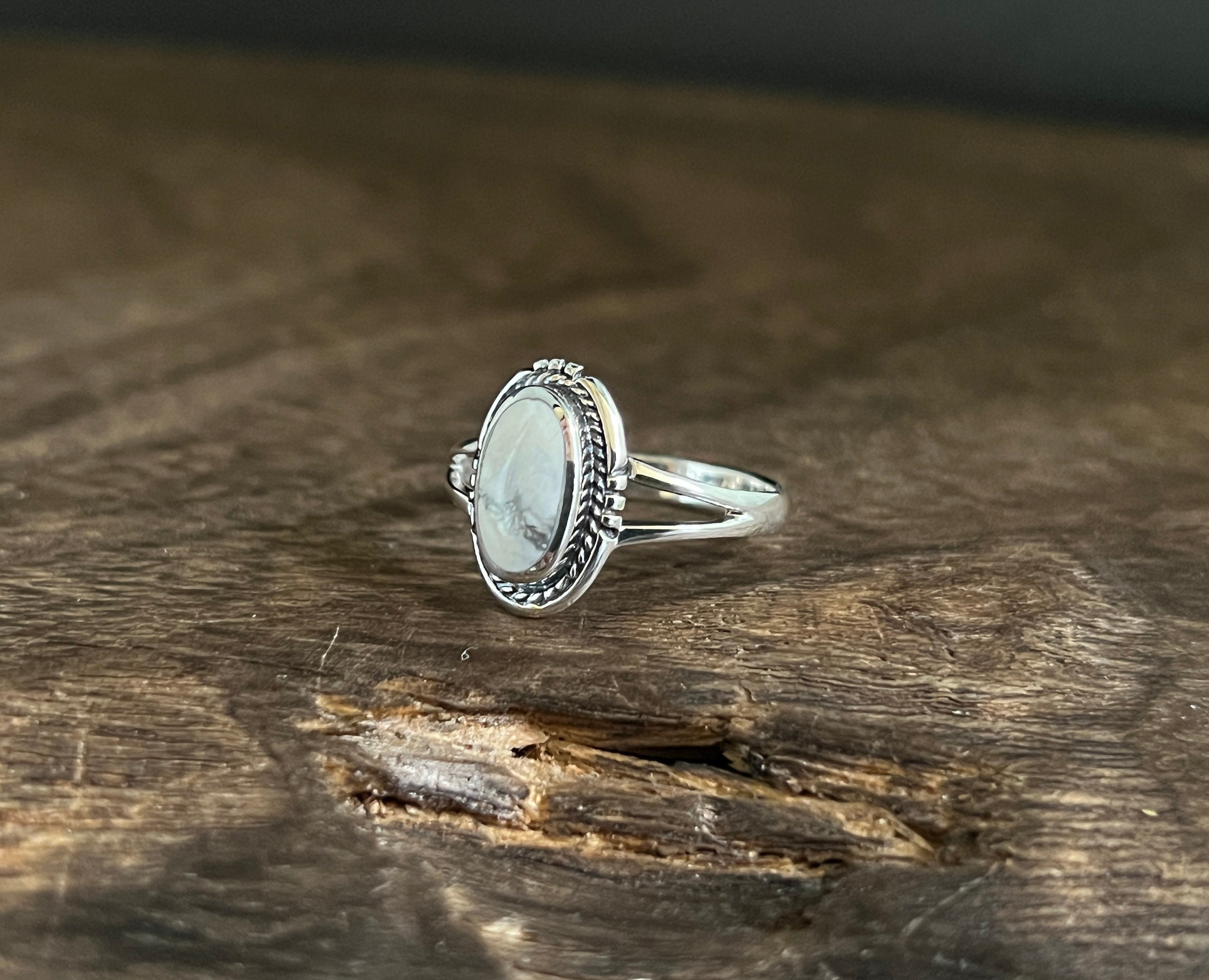 White buffalo Inlay ring- Southwest jewelry- silver star