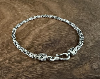 Handgemaakte Byzantijnse sterlingzilveren armband - geoxideerd ontwerp - lengtes 7 tot 9 inch