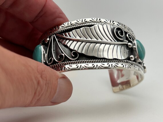2X60銀製スターリングシルバー カフブレスレット 南西デザイン ターコイズ