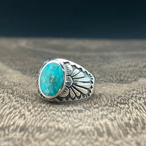 Men&#39;s Southwest Style Turquoise Ring //  925 Sterling Silver // Genuine Turquoise