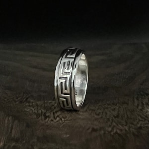 Griechischer Schlüssel Silber Ring - 925 Sterling Silber - Größen 7, 8, 9, 10, 11, 12