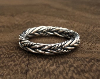 Rustic Rope Braid Silver Ring // 925 Sterling Silver // Celtic Ring