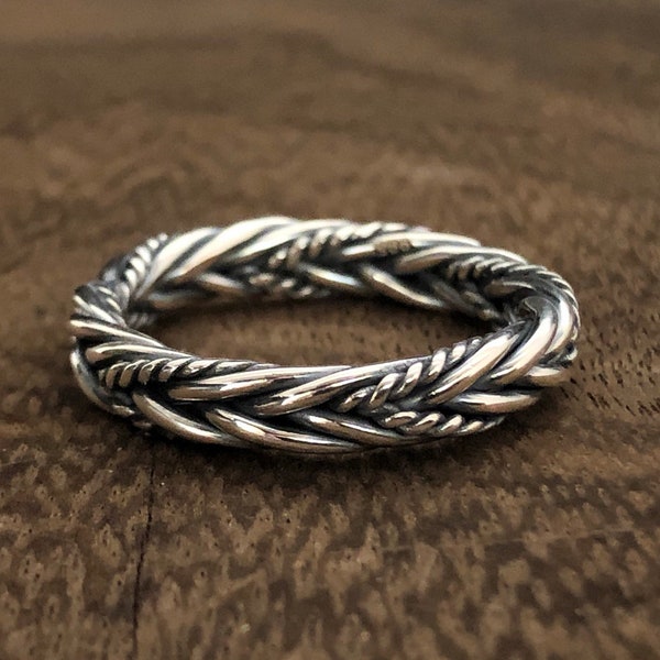 Rustic Rope Braid Silver Ring // 925 Sterling Silver // Celtic Ring