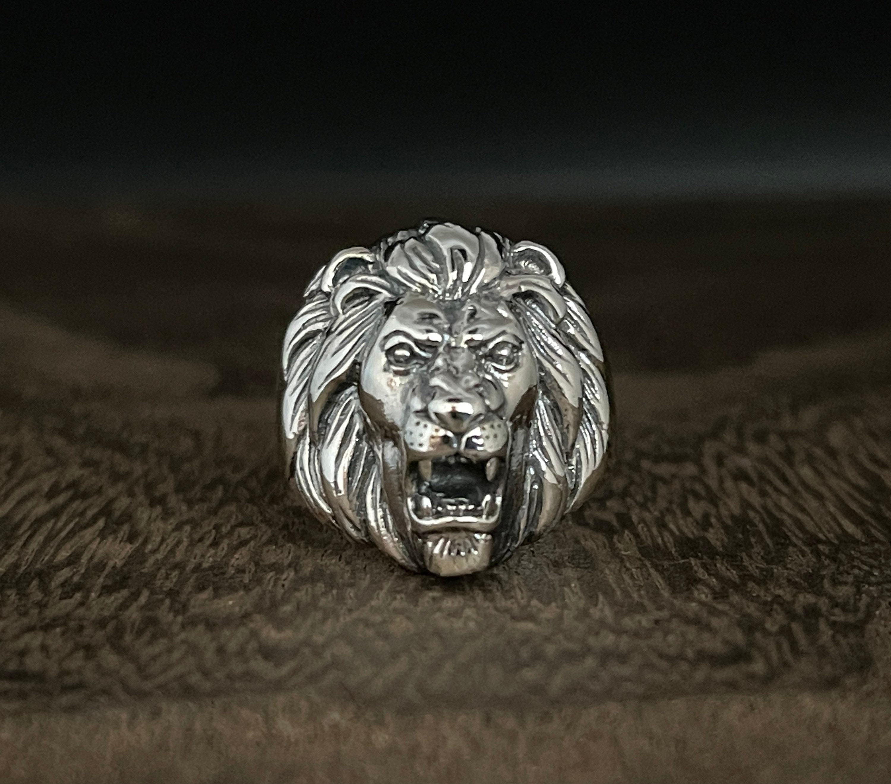 Sterling Silver 23mm Oxidized Lion Engagement Ring Sterling Silver 23mm Oxidized Lion Engagement Ring