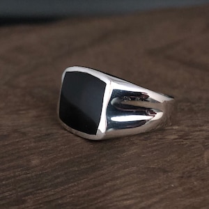Men&#39;s Black Onyx Silver Ring // Onyx Ring // Black Onyx Silver Ring // Sterling Black Onyx Ring // Silver Black Onyx Ring // Mens Ring