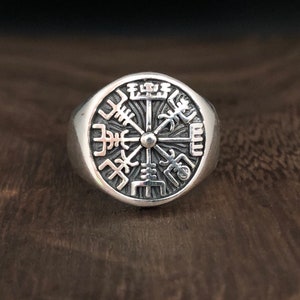 Viking Vegvisir Amulet Ring // 925 Sterling Silver // Viking Ring