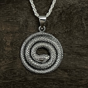 Silver Snake Python Pendant -- 925 Sterling Silver - Handcrafted