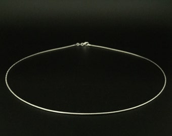 Thin Silver Wire Choker // 925 Sterling Silver // 1.5mm Gage // Lobster Clasp