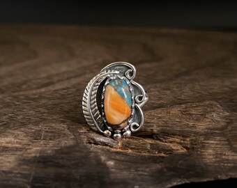 Anillo de turquesa Western Oyster talla 8 // Plata de ley 925 // Hecho a mano