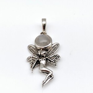 Fairy Pendant - Silver Fairy Pendant - Moonstone Fairy Pendant -- 925 Sterling Silver