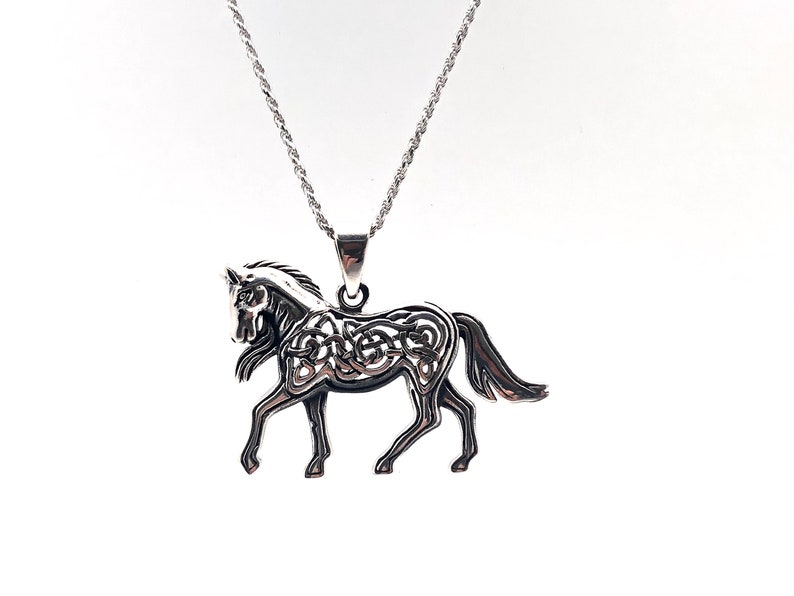 Celtic Horse Pendant Silver Horse Pendant 925 Sterling Etsy