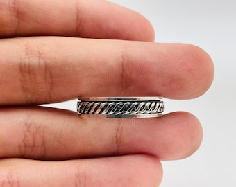 Sterling Silver Infinity Spinner Ring, Celtic Fidget Ring, Oxidized Silver Meditation Band, Anxiety Worry Ring, Men's Women's Wedding Band