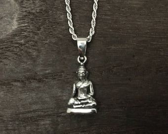 Sterling Silver Buddha Pendant: Spiritual Jewelry Charm