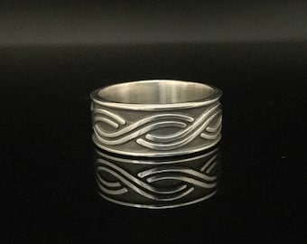 Sterling Silver Celtic Knot Ring: Wide Band, Hand Cast