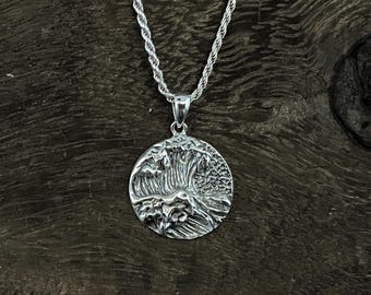 Ocean Waves Pendant - 925 Sterling Silver - Wave Pendant
