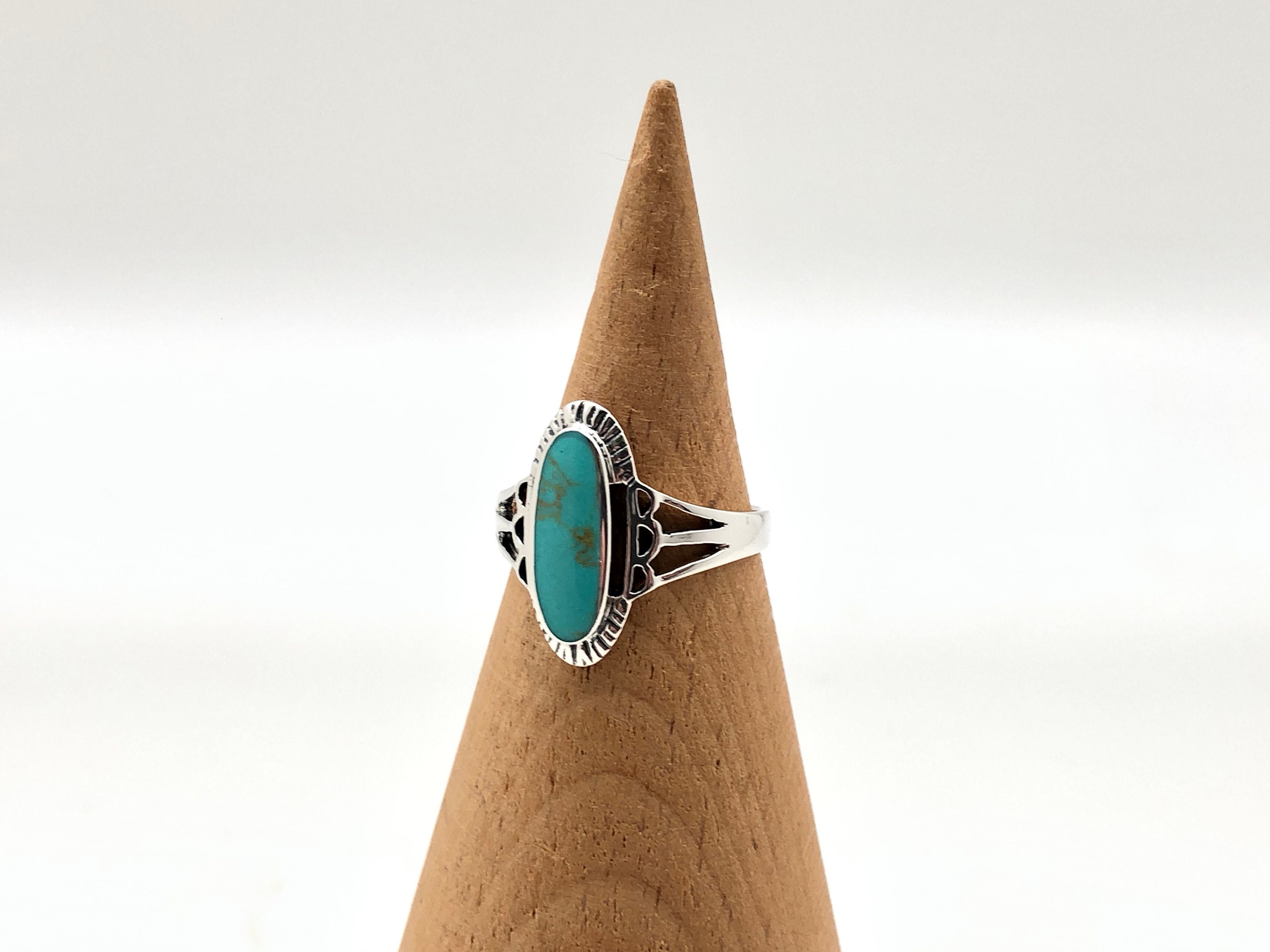 Southwest Style Turquoise Ring // 925 Sterling Silver // Size - Etsy