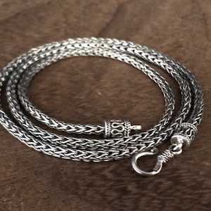 Foxtail Chain // 2.5mm Bali Foxtail Chain // 925 Sterling Silver // Oxidized Chain // Silver Foxtail Necklace // 7 to 30 Inch Lengths