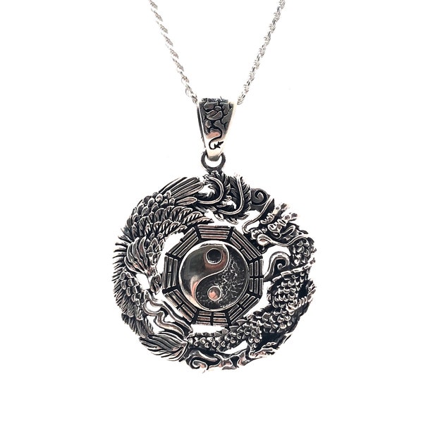 Pendentif dragon Yin-Yang - Argent sterling 925 - Pendentif dragon Yin Yang en argent - Bijoux Yin Yang